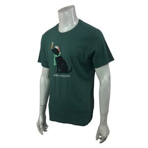 Life Is Good Hoppy Holidays Dog Beer Graphic Cotton T-Shirt Green Men’s M